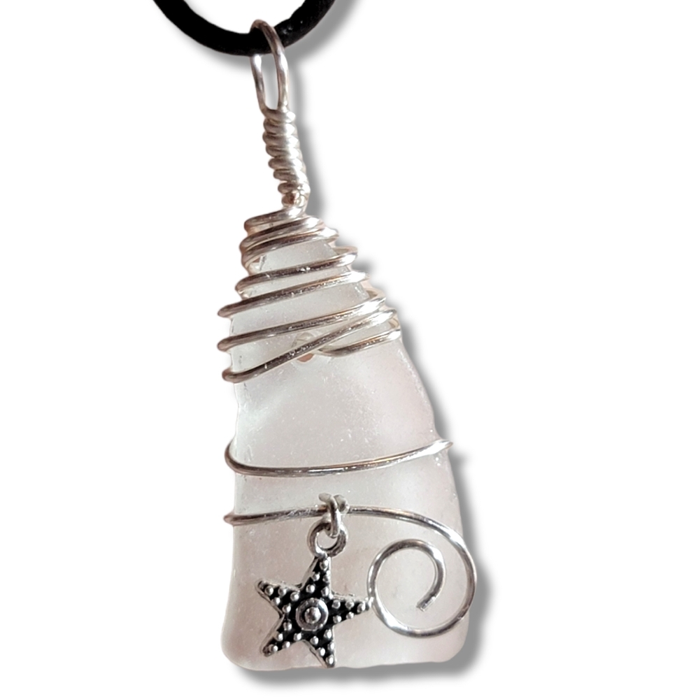 Maine Sea Glass Necklace with Star Charm